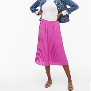 NWOT J. Crew Fuschia Pink Pleated Plisse Semi Sheer Chiffon Midi Slip Skirt - 6